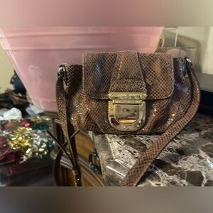 Michael Kors Elegant Brown Snakeskin Mini Bag